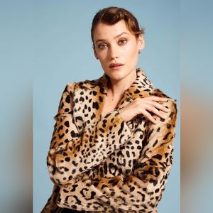 Ruby Rd Animal Print Faux Fur Jacket
